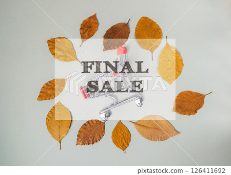 Cart with a sign that says Final Sale in the middle Cart with a sign that says Final Sale in the middle 126411692