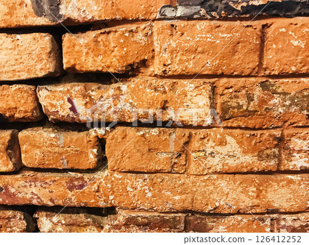 A brick wall with a lot of cracks and holes A brick wall with a lot of cracks and holes 126412252
