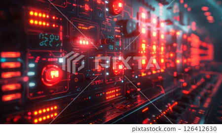 Cyber control room with world threat map 126412630