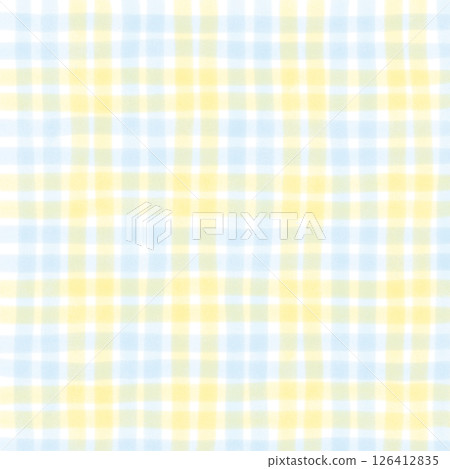 Blue Yellow Plaid Gingham Check Hand Drawn Background Pattern Overlay Blue Yellow Plaid Gingham Check Hand Drawn Background Pattern Overlay 126412835
