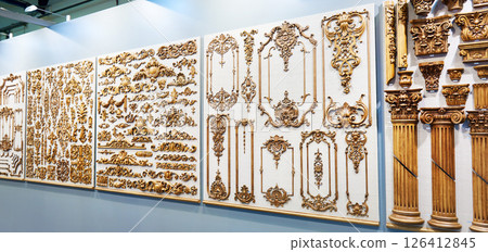 Wooden carved for interior decoration in store Wooden carved for interior decoration in store 126412845