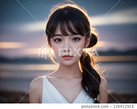 Woman standing at night 126412928