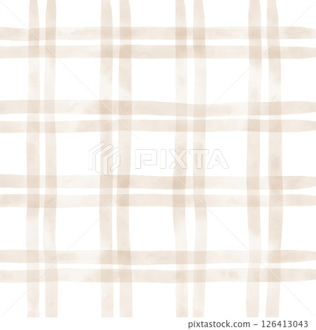 Brown Beige Plaid Tartan Gingham Check Hand Drawn Background Pattern Overlay Brown Beige Plaid Tartan Gingham Check Hand Drawn Background Pattern Overlay 126413043