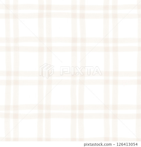 Brown Beige Plaid Tartan Gingham Check Hand Drawn Background Pattern Overlay 126413054