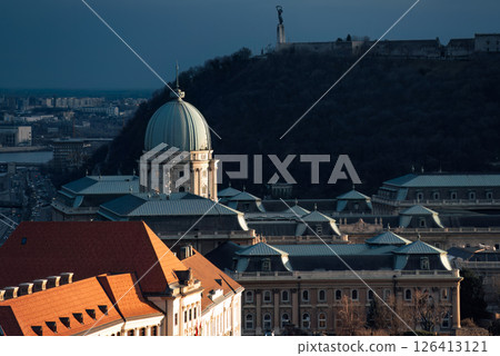 Buda castle shining in the evening sun, Budapest, hungary 126413121