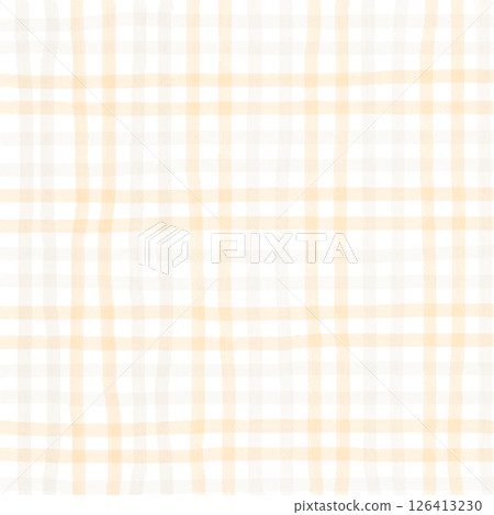 Orange Brown Beige Plaid Gingham Check Hand Drawn Background Pattern Overlay Orange Brown Beige Plaid Gingham Check Hand Drawn Background Pattern Overlay 126413230