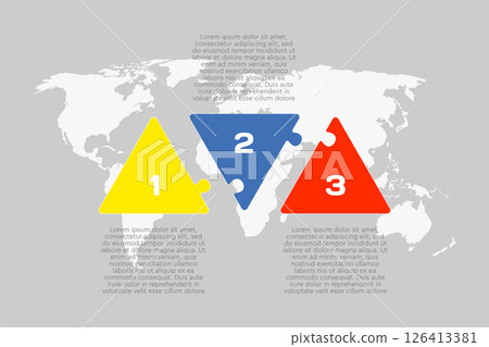Puzzle diagram infographic process on 3 steps 126413381