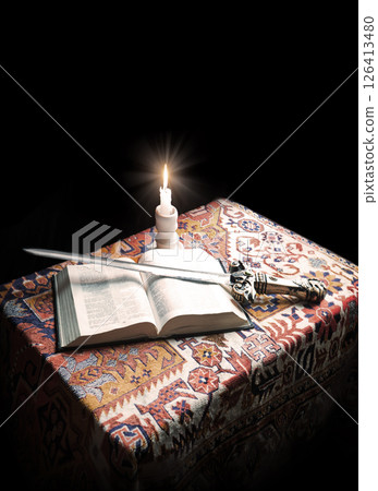 An old sword on the bible 126413480