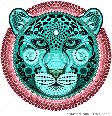 Illustration of a leopard head in mandala style. 126413556