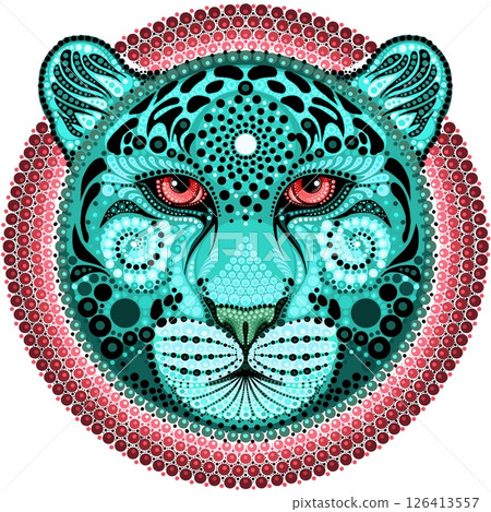 Illustration of a leopard head in mandala style. 126413557