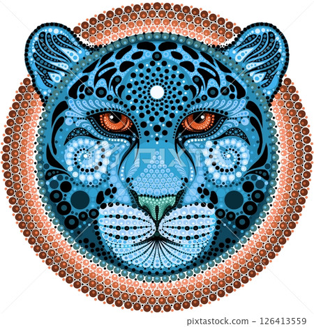 Illustration of a leopard head in mandala style. 126413559