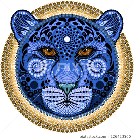 Illustration of a leopard head in mandala style. 126413560