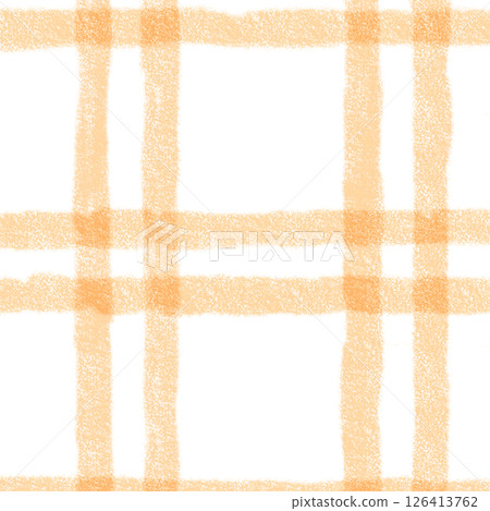 Orange White Plaid Gingham Check Hand Drawn Background Pattern Overlay 126413762