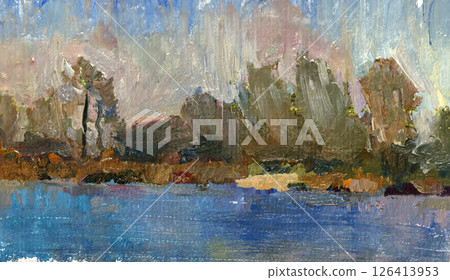 landscape, picture of nature, oil painting, handmade drawing landscape, picture of nature, oil painting, handmade drawing 126413953