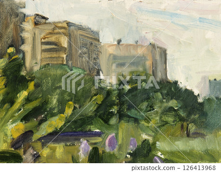 landscape, picture of nature, oil painting, handmade drawing 126413968