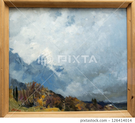 landscape, picture of nature, oil painting, handmade drawing 126414014
