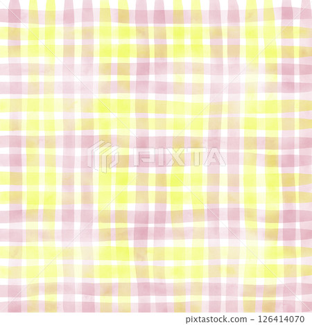 Pink Yellow Plaid Gingham Check Hand Drawn Background Pattern Overlay Pink Yellow Plaid Gingham Check Hand Drawn Background Pattern Overlay 126414070
