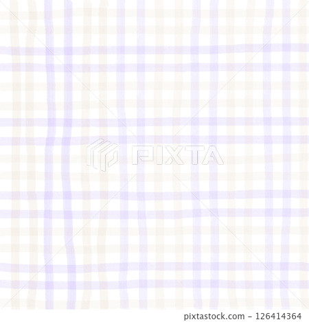 Purple Brown Beige Plaid Gingham Check Hand Drawn Background Pattern Overlay 126414364