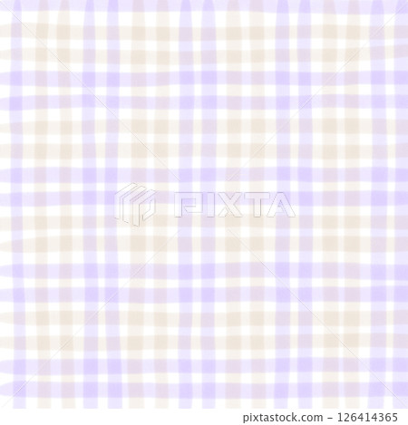 Purple Brown Beige Plaid Gingham Check Hand Drawn Background Pattern Overlay 126414365
