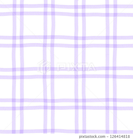 Purple White Plaid Gingham Check Hand Drawn Background Pattern Overlay Purple White Plaid Gingham Check Hand Drawn Background Pattern Overlay 126414818
