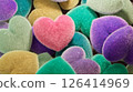 Colorful Fluffy Hearts Clustered Together Creating a Soft and Whimsical Scene 126414969