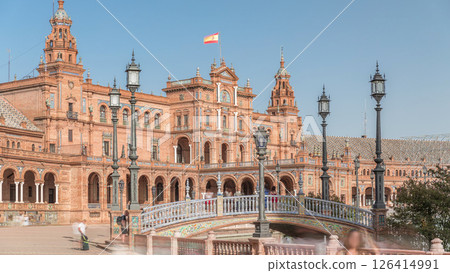 Plaza de Espana timelapse hyperlapse in Seville, Spain 126414991