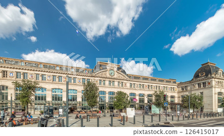 Monumental facade of Gare de Toulouse-Matabiau timelapse hyperlapse, France Monumental facade of Gare de Toulouse-Matabiau timelapse hyperlapse, France 126415017