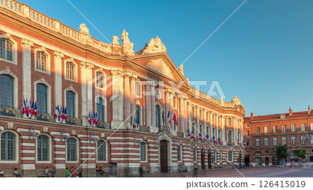 The Capitole de Toulouse timelapse hyperlapse showcases the historic city hall. France The Capitole de Toulouse timelapse hyperlapse showcases the historic city hall. France 126415019