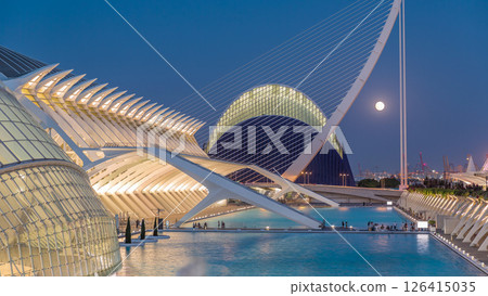 Stunning day-to-night timelapse of Valencia's City of Arts and Sciences, Spain. 126415035
