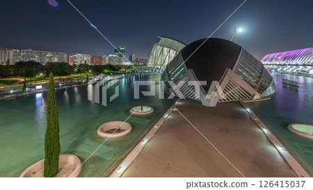 Stunning night timelapse of Valencia's City of Arts and Sciences, Spain. Stunning night timelapse of Valencia's City of Arts and Sciences, Spain. 126415037