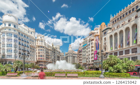 Fountain on Town Hall Square timelapse hyperlapse in Valencia, Spain Fountain on Town Hall Square timelapse hyperlapse in Valencia, Spain 126415042