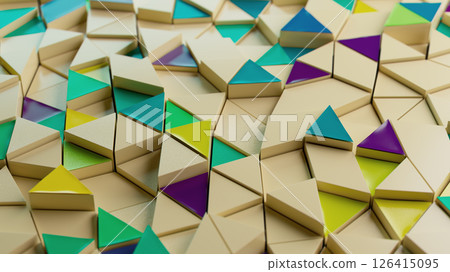 Colorful Geometric Triangles on Beige Background 126415095