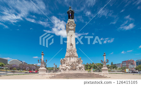 The Marquess of Pombal Square timelapse hyperlapse is an important roundabout in the city of Lisbon, Portugal The Marquess of Pombal Square timelapse hyperlapse is an important roundabout in the city of Lisbon, Portugal 126415105