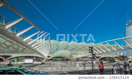 Lisbon Oriente Train and Bus Station timelapse hyperlapse. Lisbon, Portugal 126415114