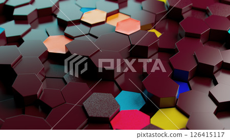 Hexagonal Harmony: A Colorful Tapestry of Textures and Patterns Hexagonal Harmony: A Colorful Tapestry of Textures and Patterns 126415117