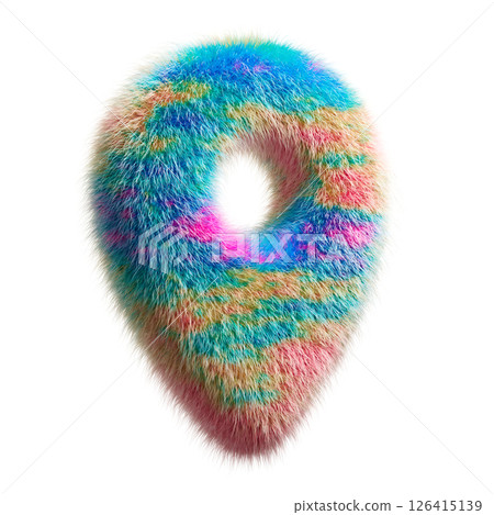 Colorful Furry Abstract Design in the Form of a Pin Marker Shape Colorful Furry Abstract Design in the Form of a Pin Marker Shape 126415139