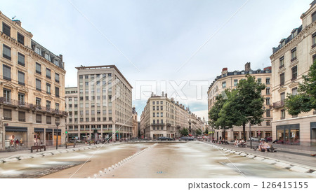 Hyperlapse of Place de la Republique in the historical center of Lyon, France. Hyperlapse of Place de la Republique in the historical center of Lyon, France. 126415155