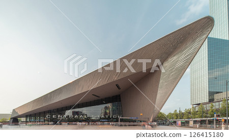 Hyperlapse of Rotterdam Central Station, the main railway hub in South Holland, Netherlands Hyperlapse of Rotterdam Central Station, the main railway hub in South Holland, Netherlands 126415180