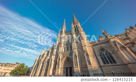 Cathedrale Saint-Andre de Bordeaux timelapse hyperlapse with twin spires. France 126415215