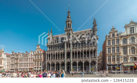 Timelapse hyperlapse of Maison du Roi facade at Grand Place, Brussels, Belgium Timelapse hyperlapse of Maison du Roi facade at Grand Place, Brussels, Belgium 126415228