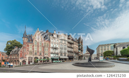 Timelapse hyperlapse of the Musical Instrument Museum on Coudenberg street, Brussels, Belgium Timelapse hyperlapse of the Musical Instrument Museum on Coudenberg street, Brussels, Belgium 126415230