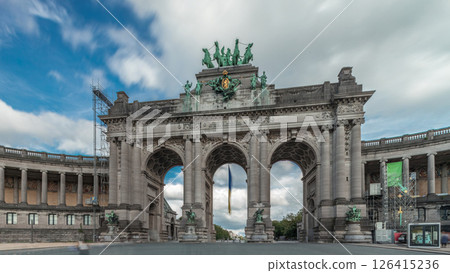 Hyperlapse of the Cinquantenaire Arcade in Parc du Cinquantenaire, Brussels, Belgium. 126415236