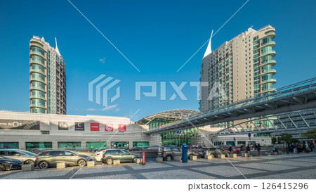 Vasco da Gama Shopping Center timelapse hyperlapse near Lisboa Oriente railway station. Lisbon, Portugal 126415296