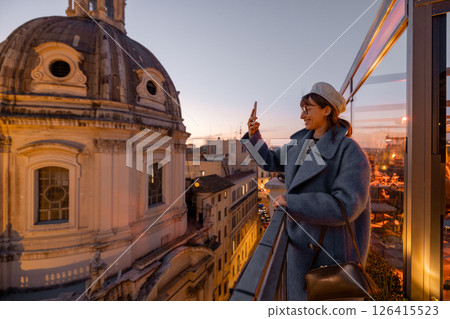 Golden Hour Rooftop Shot of Rome Golden Hour Rooftop Shot of Rome 126415523