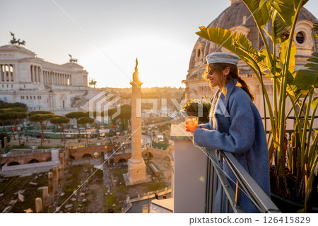 Golden rooftop moment in Rome 126415829
