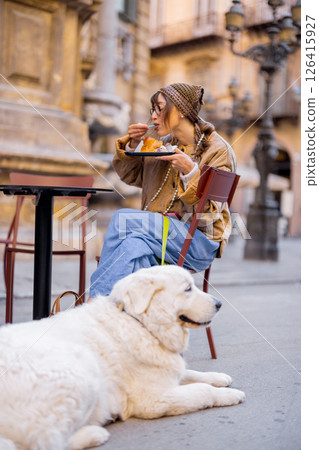 Cafe Pause with Gelato and a Furry Friend 126415927