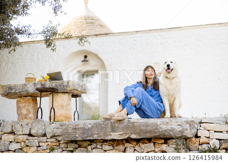 Peaceful moment with a loyal dog 126415984
