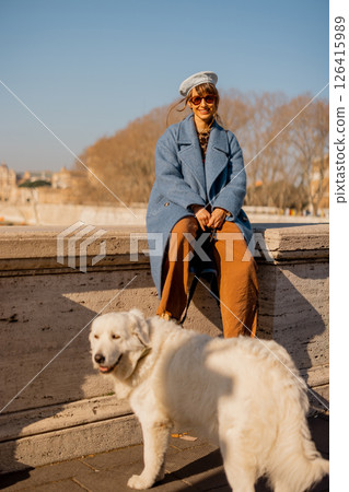 Winter Walk in Rome with My Dog 126415989