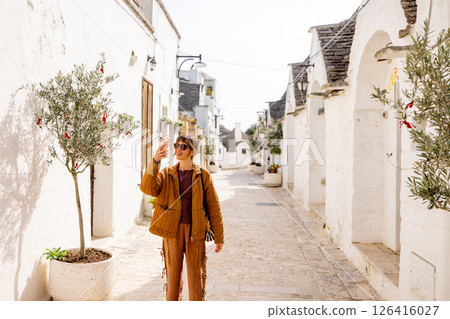 Selfie in the trulli street of Alberobello Selfie in the trulli street of Alberobello 126416027