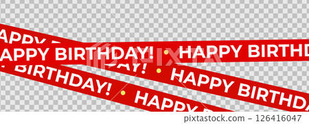Happy Birthday Red Banner Tape Vector. Multiple Diagonal Ribbons with Text Isolated on Transparent Background Happy Birthday Red Banner Tape Vector. Multiple Diagonal Ribbons with Text Isolated on Transparent Background 126416047